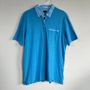 Good Man Brand Polo Shirt Short Sleeve Cotton Blue Men's XL